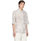Lemaire White and Multicolor Convertible Collar Short Sleeve Shirt