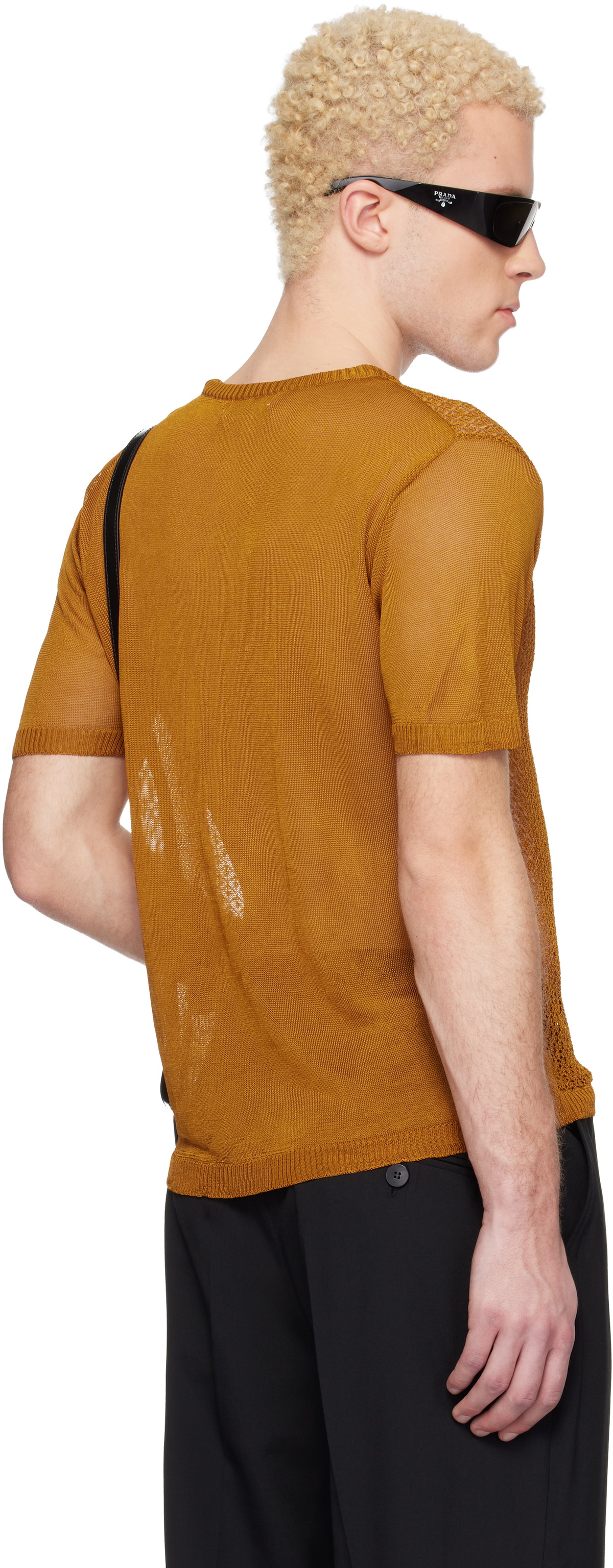 Ernest W. Baker Tan Open Knit Viscose T-shirt