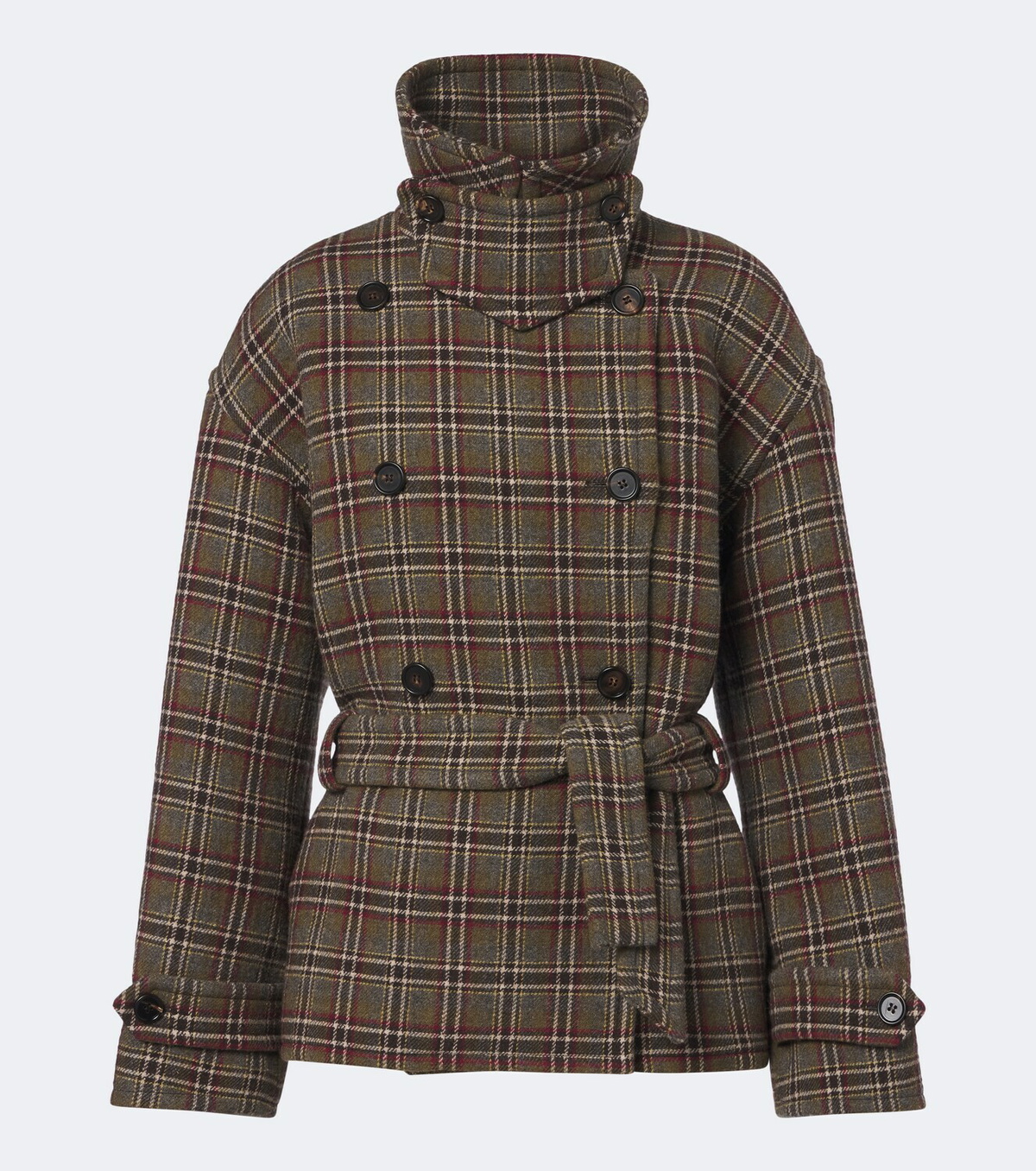 Chloé Checked wool and cotton-blend peacoat