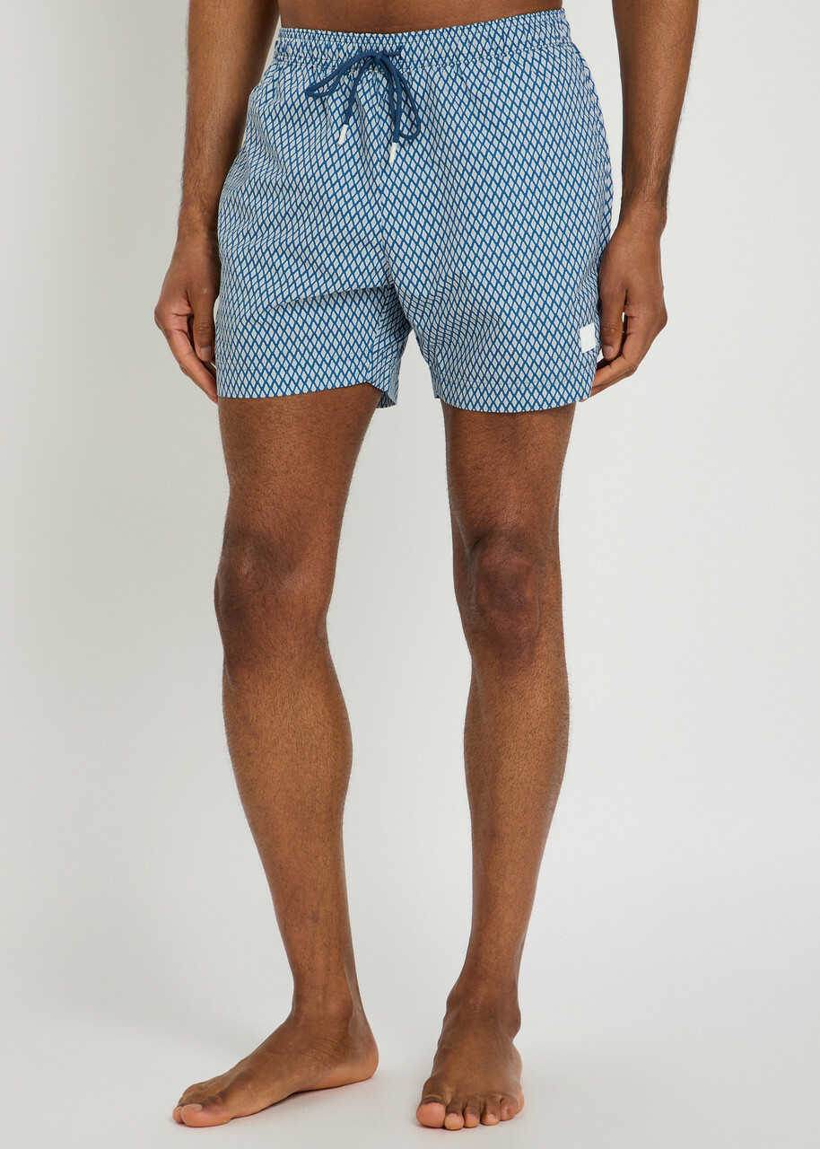 Boss Patterned Shell Swim Shorts Blue