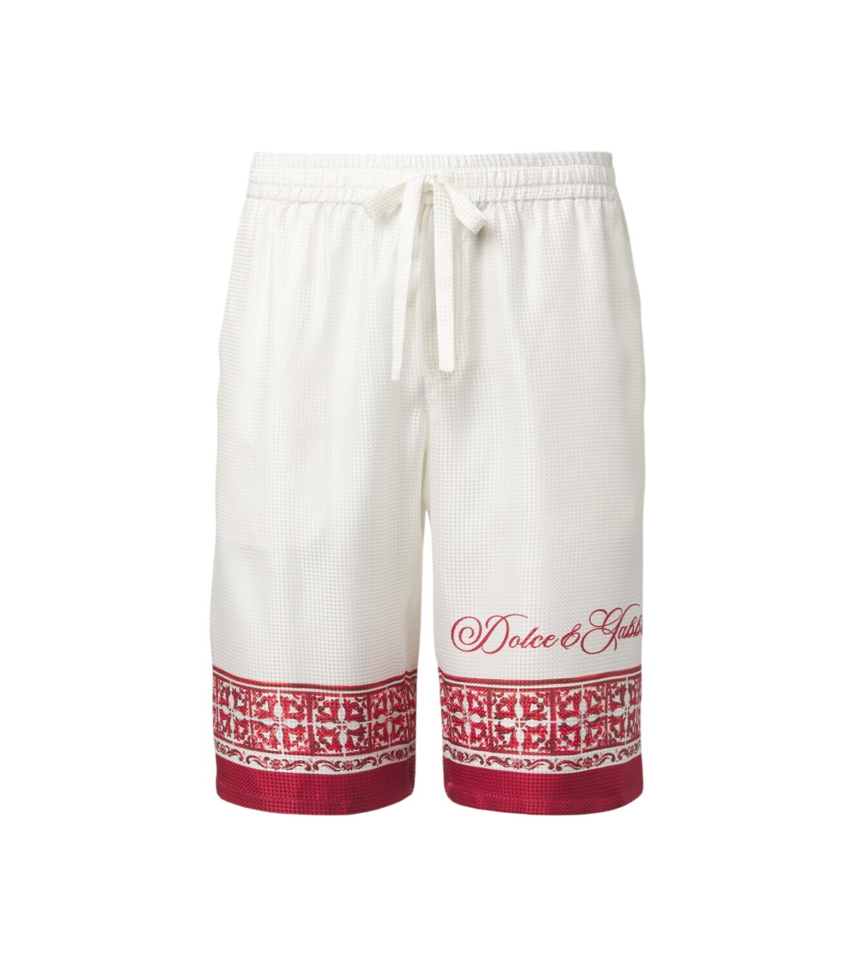 Dolce&Gabbana Green & White Majolica Print Swim Shorts Dolce & Gabbana