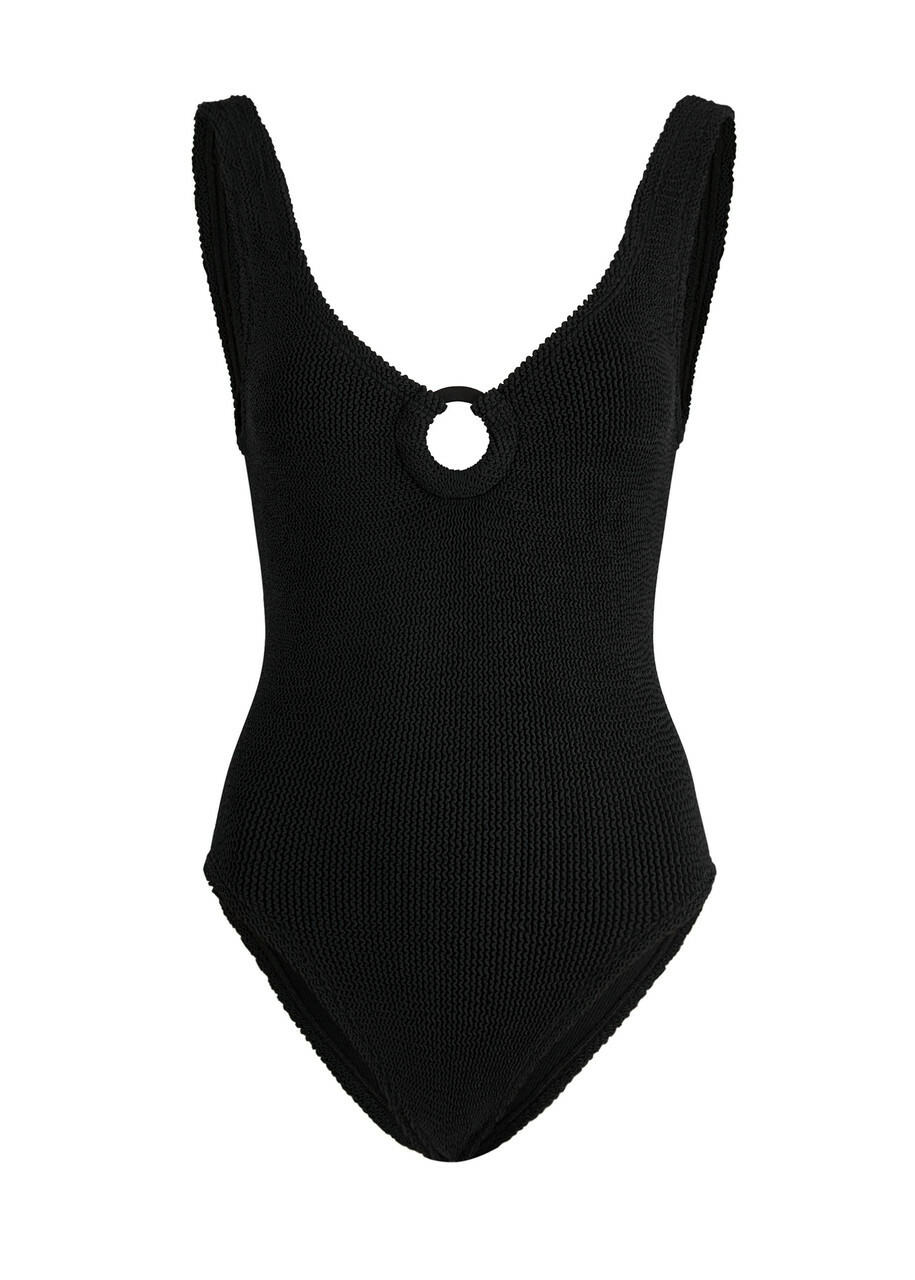 Hunza G - Celine Cut-Out Seersucker Swimsuit, Black, One