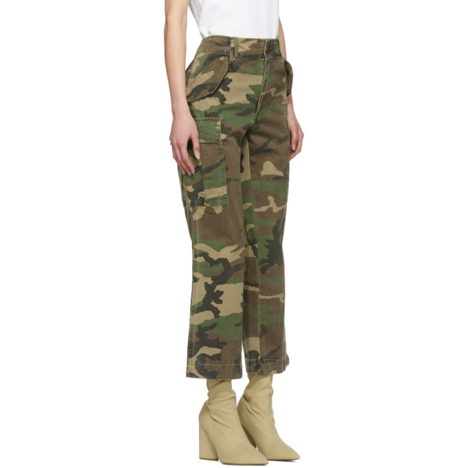 R13 Green and Brown Camo traight Cargo Pants R13