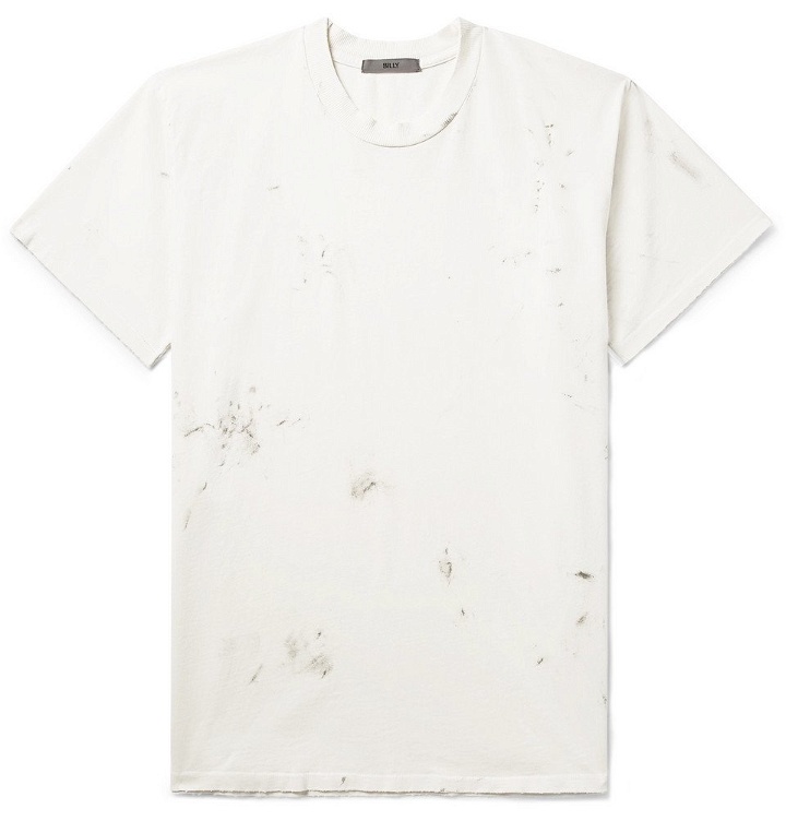 Photo: BILLY - Deacon Paint-Splattered Distressed Cotton-Jersey T-Shirt - Men - Off-white