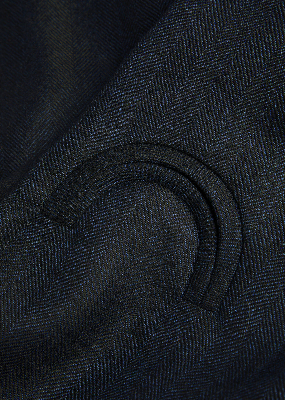 Blaze Milano Maine Sussex Longuette Wool Midi Skirt Dark Blue