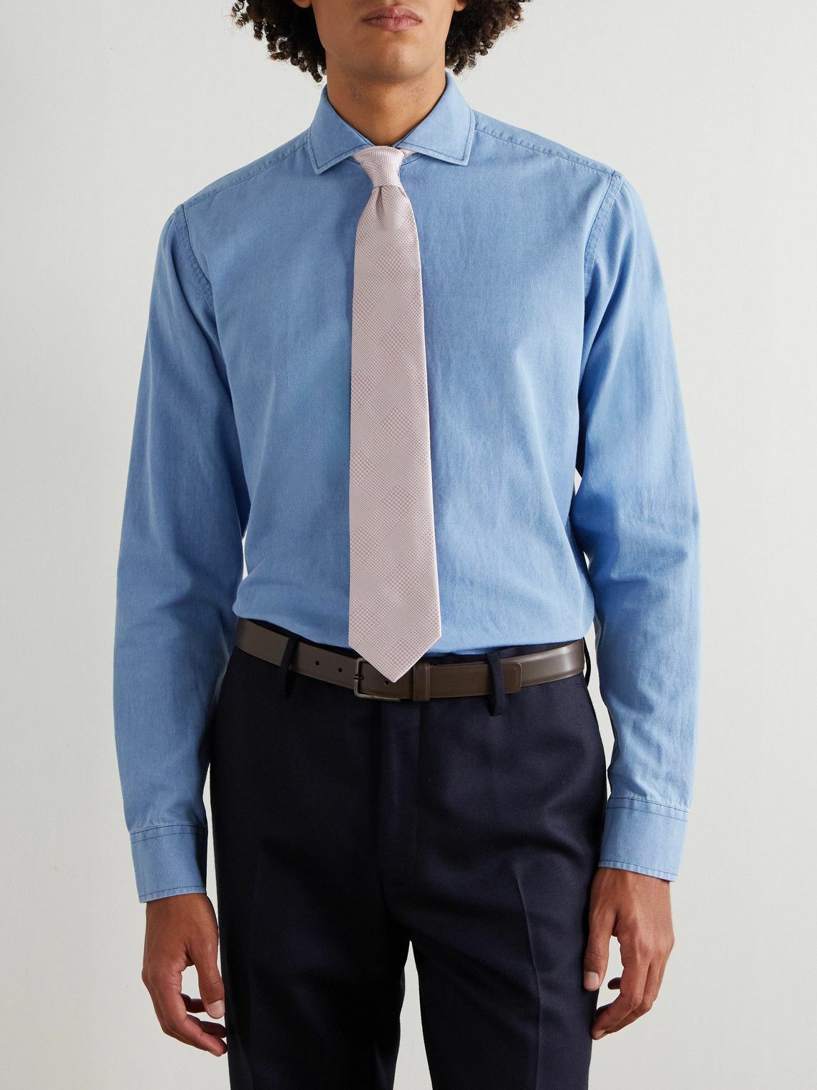 Favourbrook - Burlington Cutaway-Collar Indigo-Dyed Cotton-Chambray Shirt - Blue