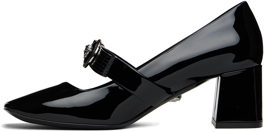 ★VERSACE★ GIANNI リボンクリップ ブラック Versace Black Gianni Ribbon Block Heels Versace