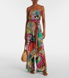 Camilla Printed strapless silk jumpsuit