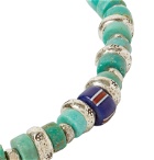 Peyote Bird - Sterling Silver, Turquoise and Agate Bracelet - Blue