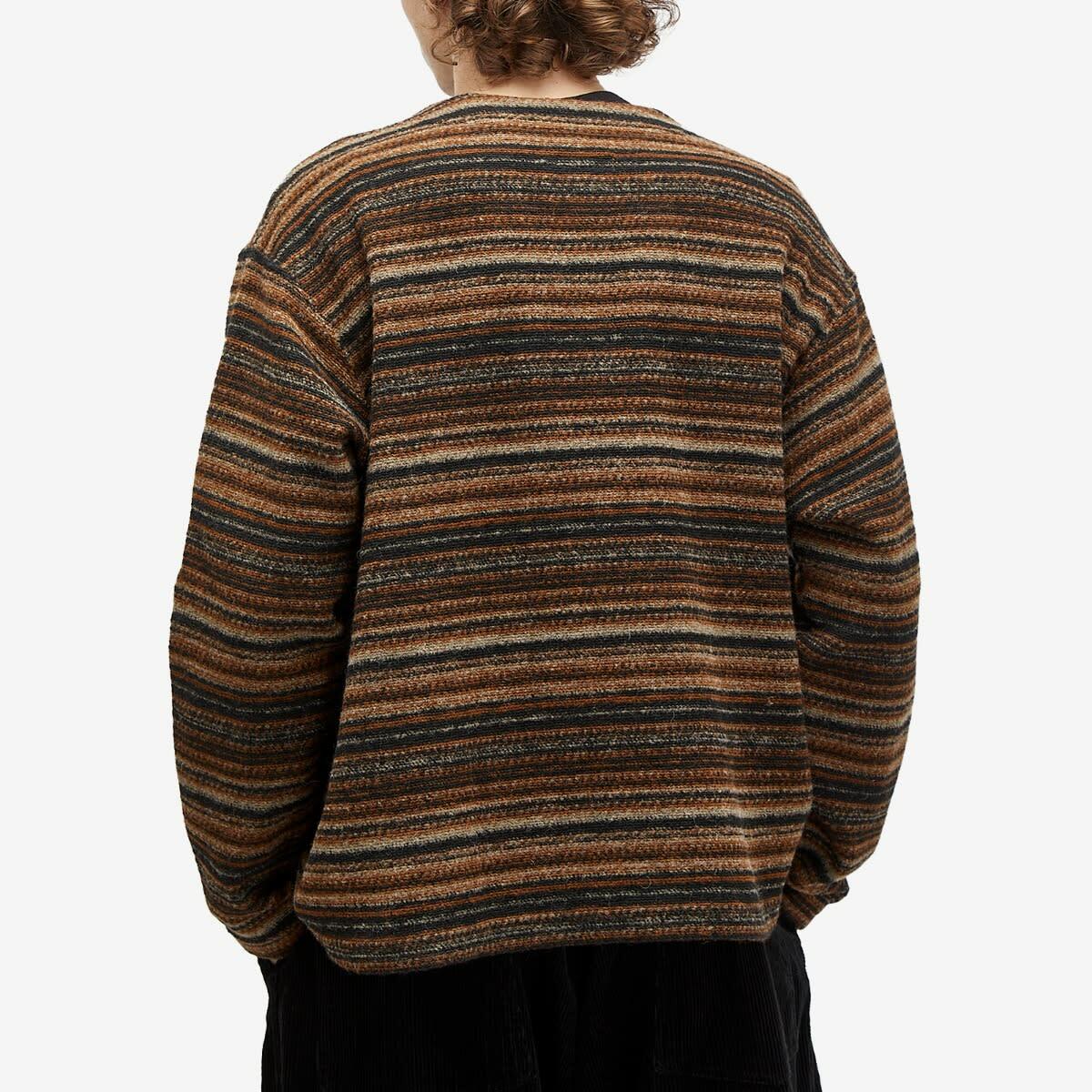 Engineered Garments Men's Knit Cardigan in Brown Fair Isle Stripe