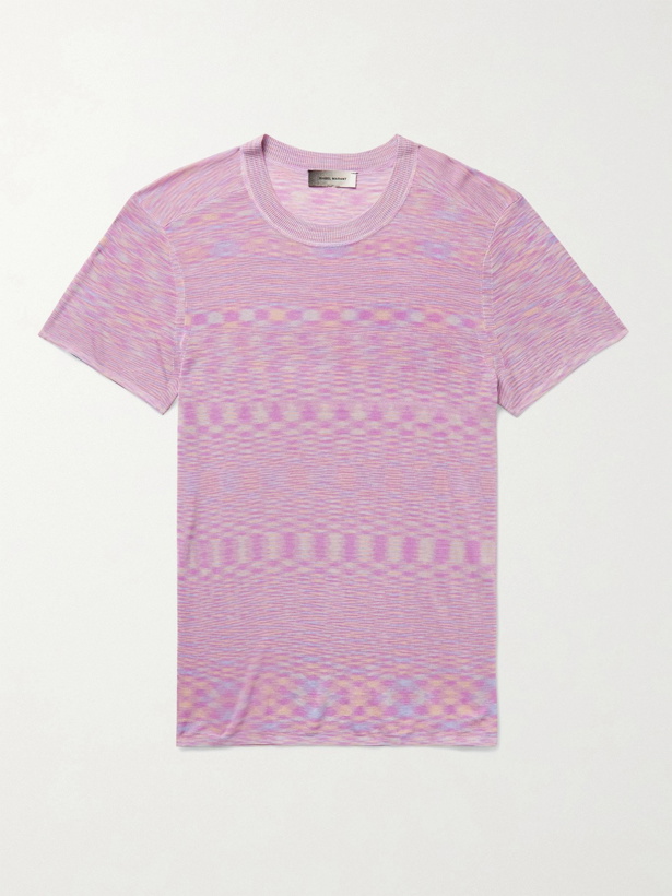 Photo: ISABEL MARANT - Achille Space-Dyed Stretch-Knit T-Shirt - Pink