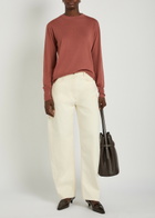 Another Tomorrow Crew-neck Fine-knit T-shirt Red