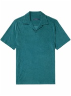 Frescobol Carioca - Faustino Camp-Collar Cotton, Lyocell and Linen-Blend Terry Polo Shirt - Blue