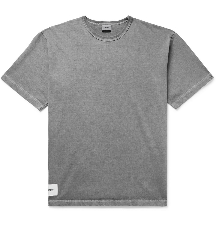 Photo: WTAPS - Sign Logo-Appliquéd Embroidered Pigment-Dyed Cotton-Jersey T-Shirt - Gray