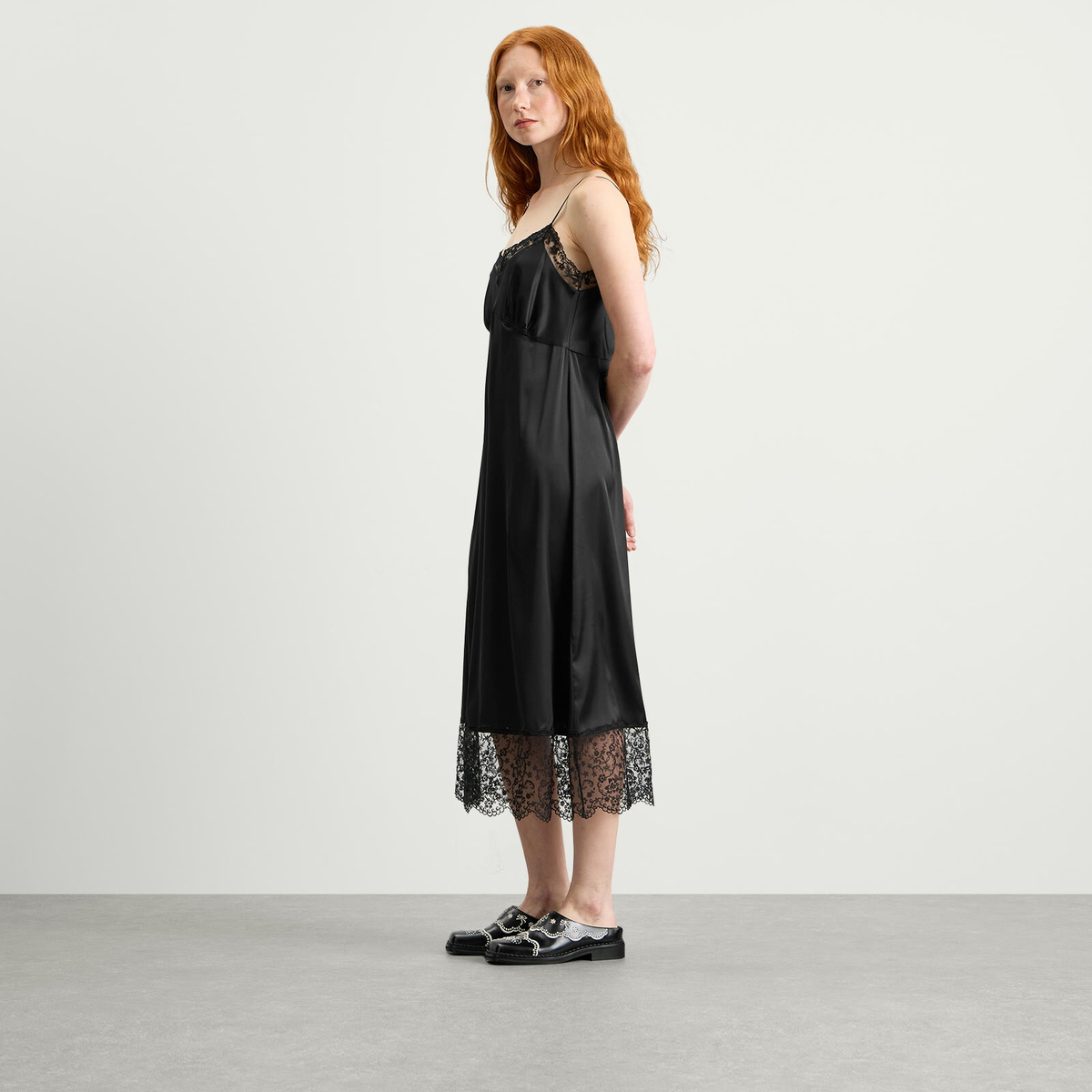 Simone Rocha Women's Lace Trim Slip Dress in Black