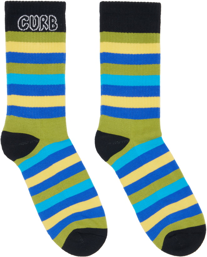 Photo: Lanvin Green & Blue 'Curb' Striped Cotton Socks