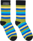 Lanvin Green & Blue 'Curb' Striped Cotton Socks