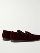 Manolo Blahnik - Mario Grosgrain-Trimmed Velvet Loafers - Burgundy