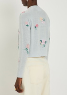 Bernadette Clemence Floral Wool-blend Cardigan Blue