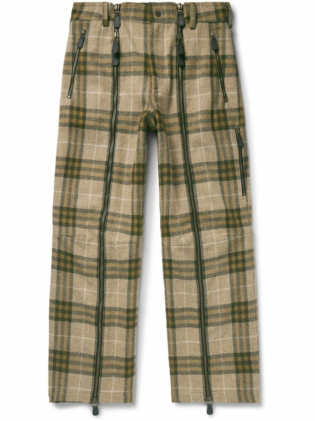 Photo: Burberry - Straight-Leg Zip-Detailed Checked Wool Trousers - Green