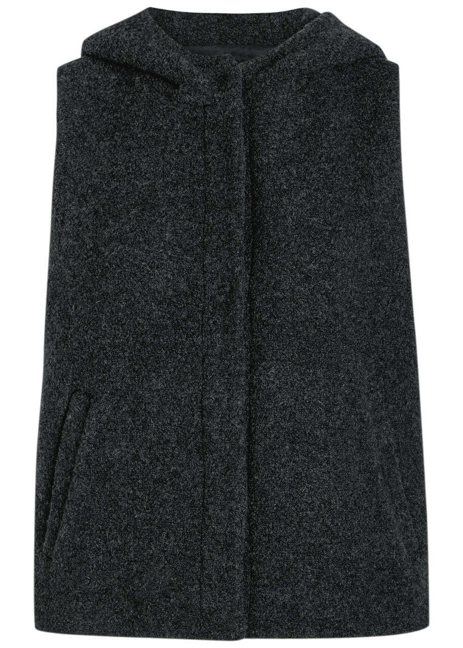 Eileen Fisher Hooded Bouclé Vest Charcoal