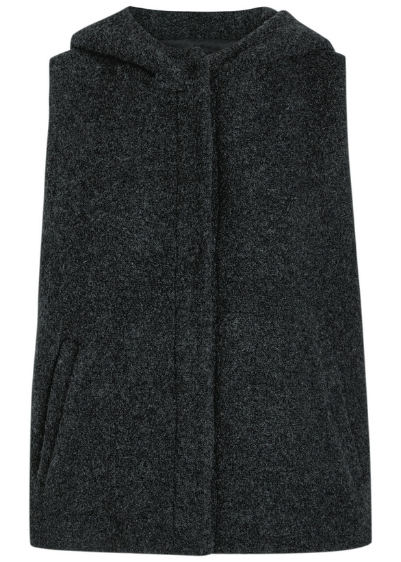 Photo: Eileen Fisher Hooded Bouclé Vest Charcoal