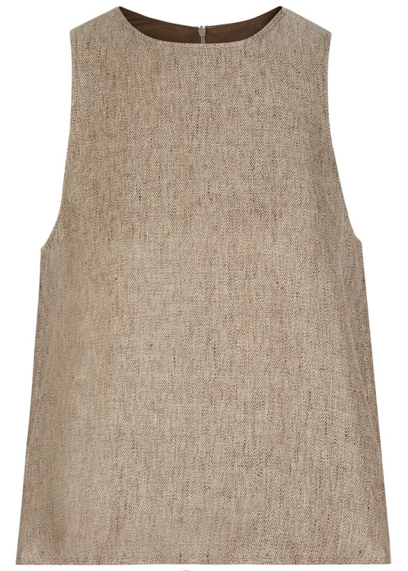 Photo: Emporio Armani Faux Leather Panel Linen top Beige