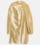 Fendi Asymmetric silk-blend lamé minidress