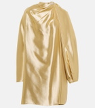 Fendi Asymmetric silk-blend lamé minidress