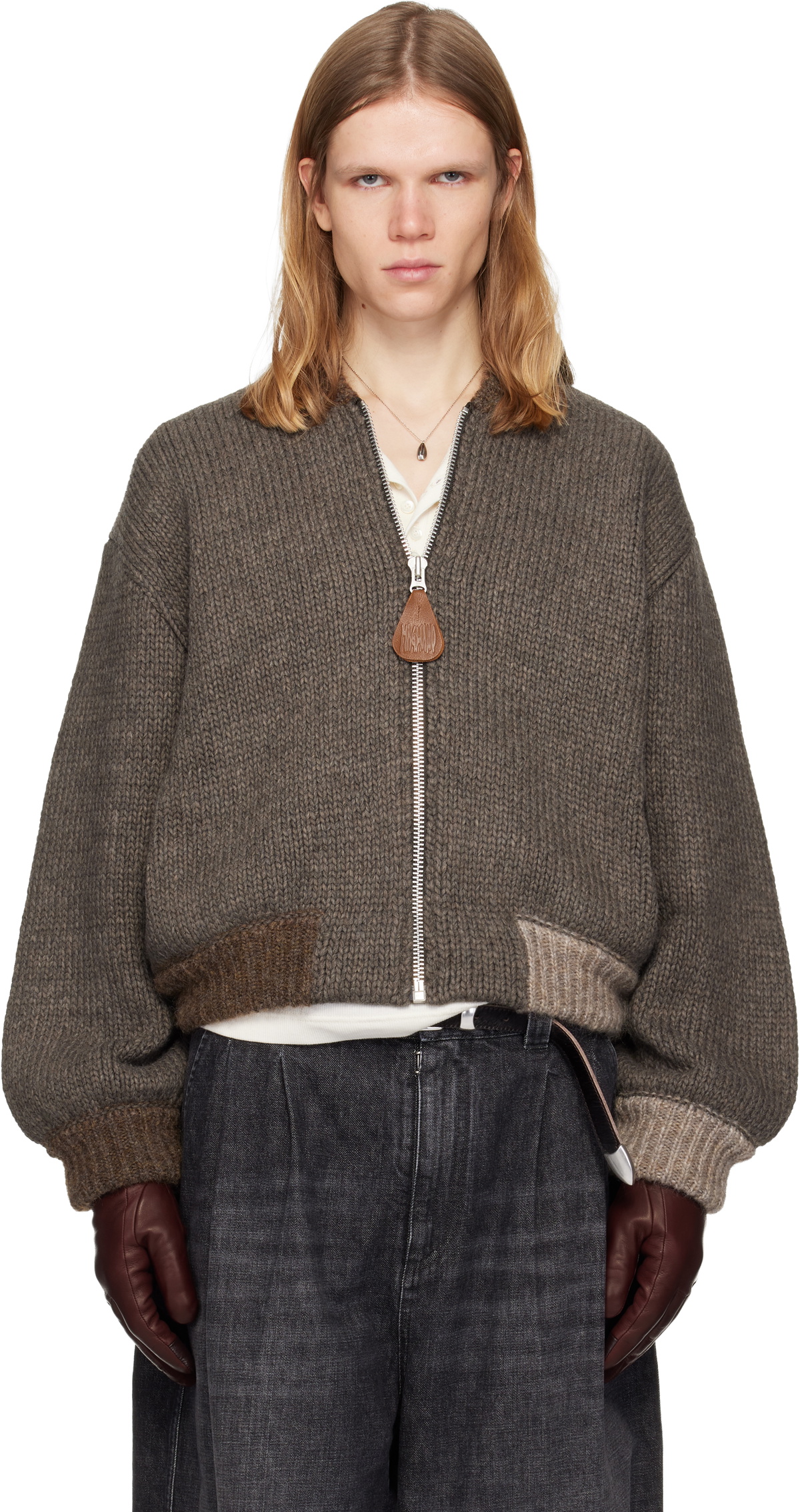 Magliano Brown Knitted Bomberone Bomber Jacket