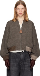 Magliano Brown Knitted Bomberone Bomber Jacket