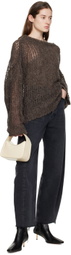 AIREI Brown Open Knit Sweater