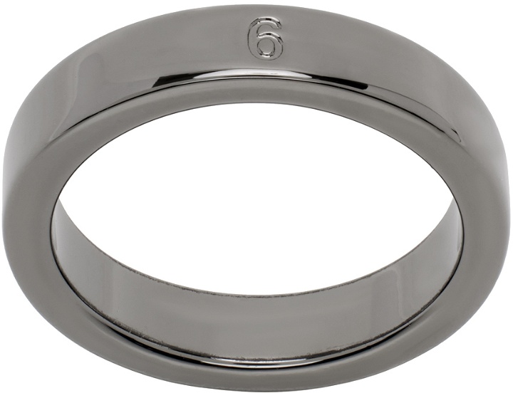 Photo: MM6 Maison Margiela Gunmetal Minimal Logo Thin Ring