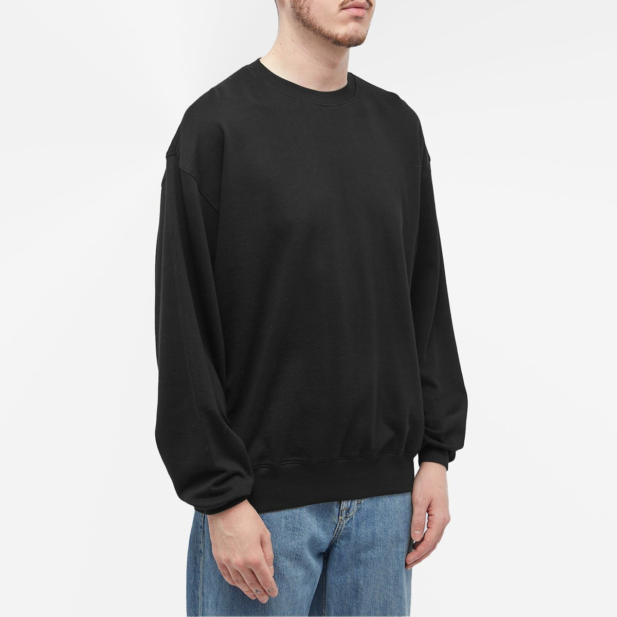 Auralee Men's Super High Gauge Crew Sweat in Black Auralee