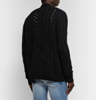 AMIRI - Oversized Distressed Cable-Knit Wool and Cashmere-Blend Cardigan - Black