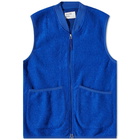 Universal Works Men's Wool Fleece Zip Waistcoat in Blue