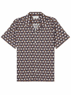 Mr P. - Stella Convertible-Collar Printed Cotton-Poplin Shirt - Brown