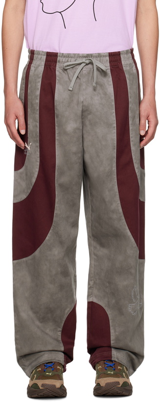 Photo: KidSuper Gray & Burgundy Puma Edition Track Pants