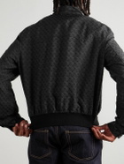 McQueen - Cropped Printed Twill Harrington Jacket - Black