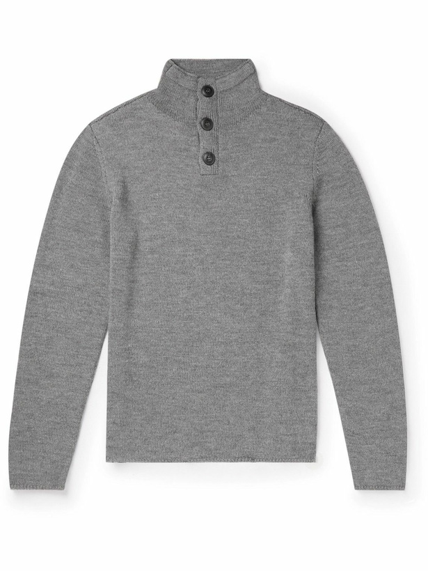 Photo: Giorgio Armani - Wool Half-Placket Sweater - Gray