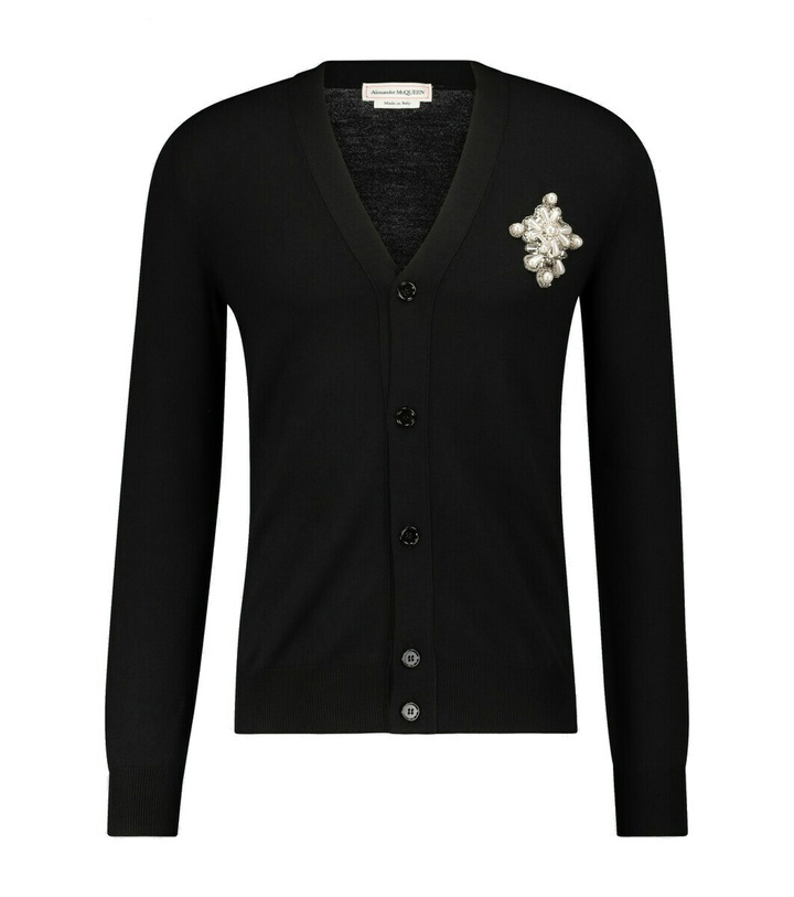 Photo: Alexander McQueen Wool cardigan with brooch