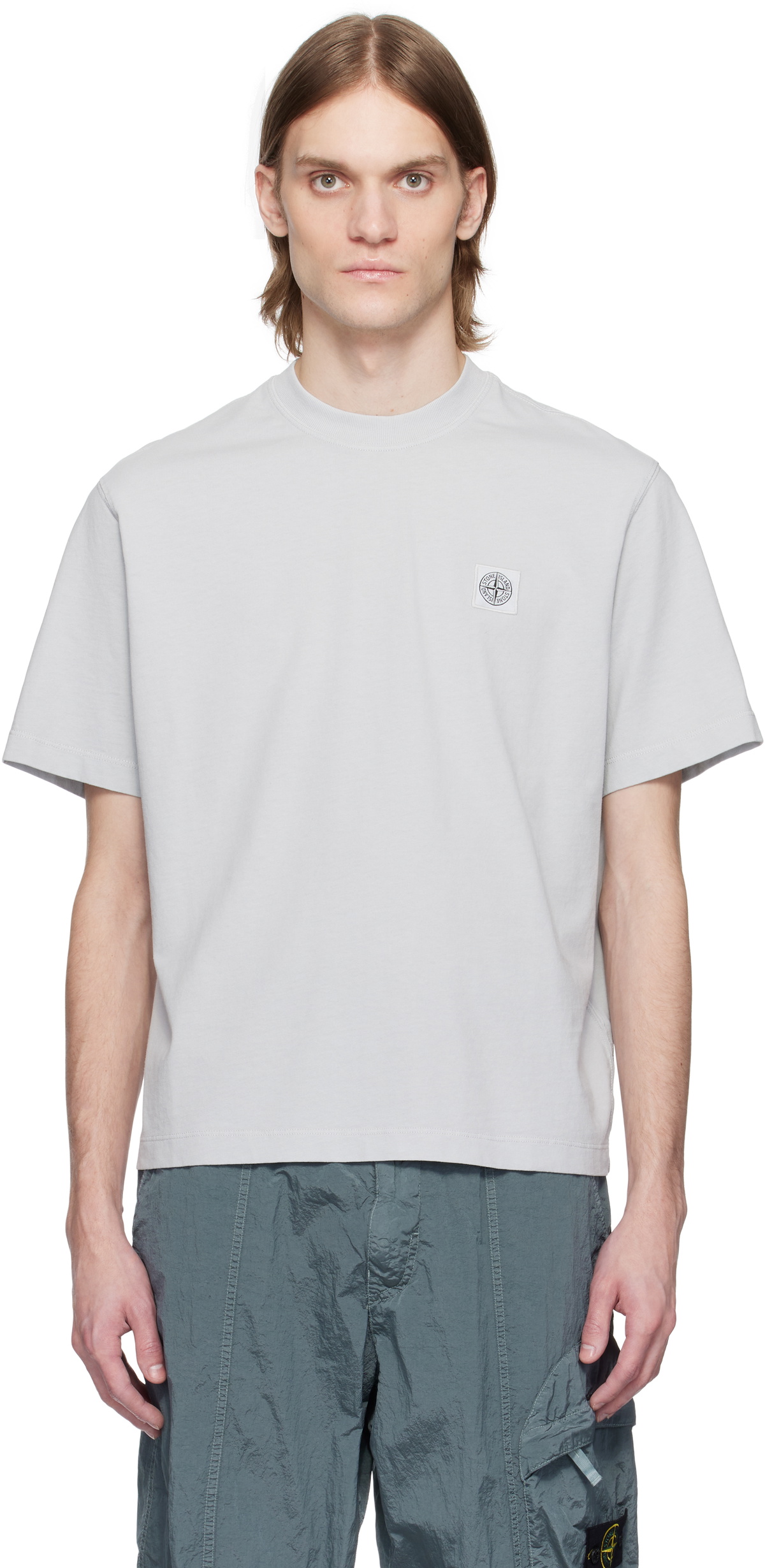 Stone Island Gray Combed Organic Cotton Jersey T-shirt Stone Island
