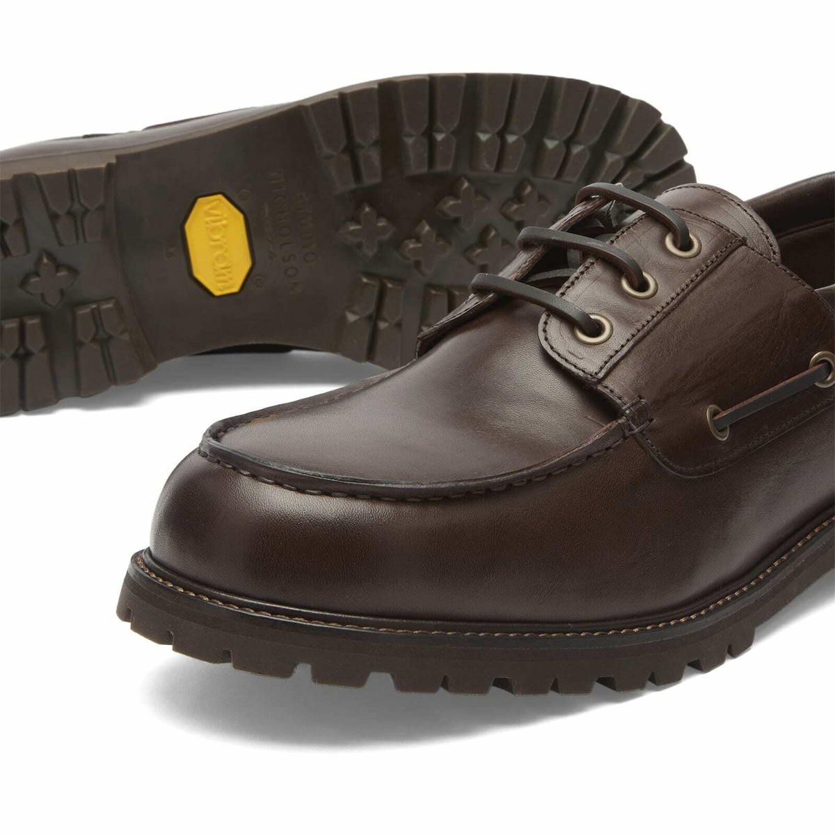 Studio Nicholson Men's Gusto Leather Boat Shoe in Cocoa