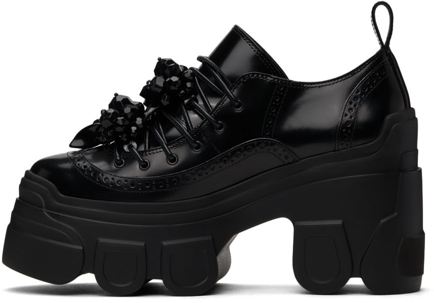 Simone Rocha Black Tracker Sole Turbo Embellishment Platform Brogues ...