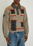 JW Anderson House Wool Polo Jumper Beige