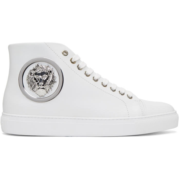 Photo: Versus White Lion Head High-Top Sneakers