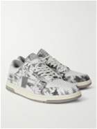 AMIRI - Skeleton Leather-Trimmed Tie-Dyed Canvas Sneakers - Gray