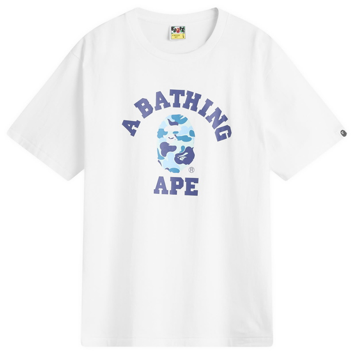 Photo: A Bathing Ape Men's Abc Camo College T-Shirt in White X Blue