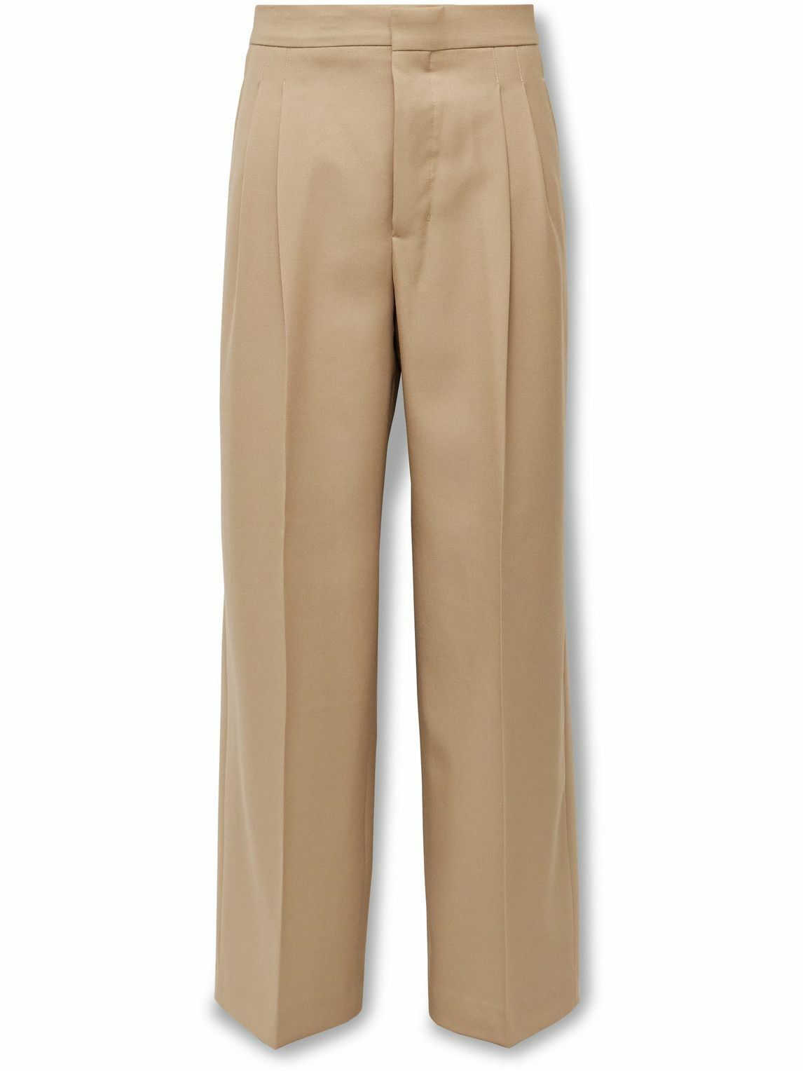 AMI PARIS - Wide-Leg Pleated Virgin Wool-Gabardine Trousers