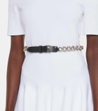 Alexander McQueen Chain-trimmed leather belt
